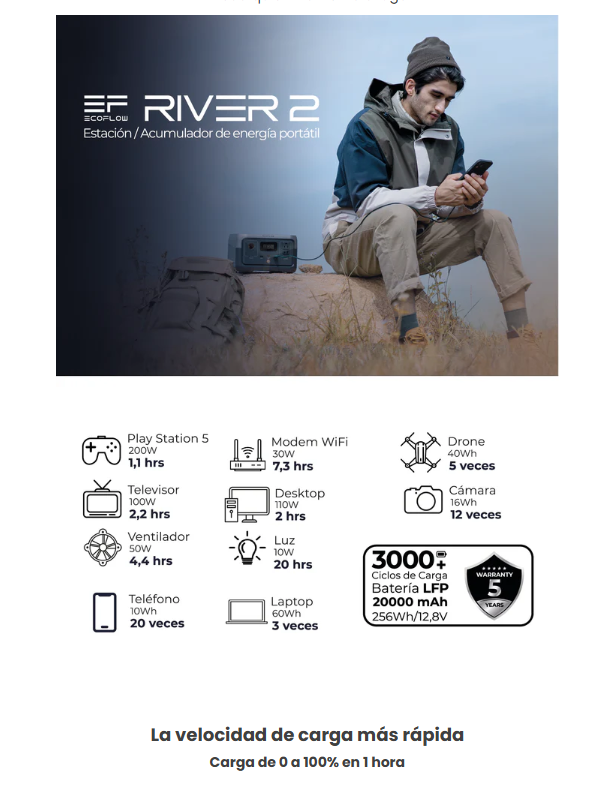 ECO FLOW RIVER 2  (300W)  ESTACION DE ENERGIA PORTATIL