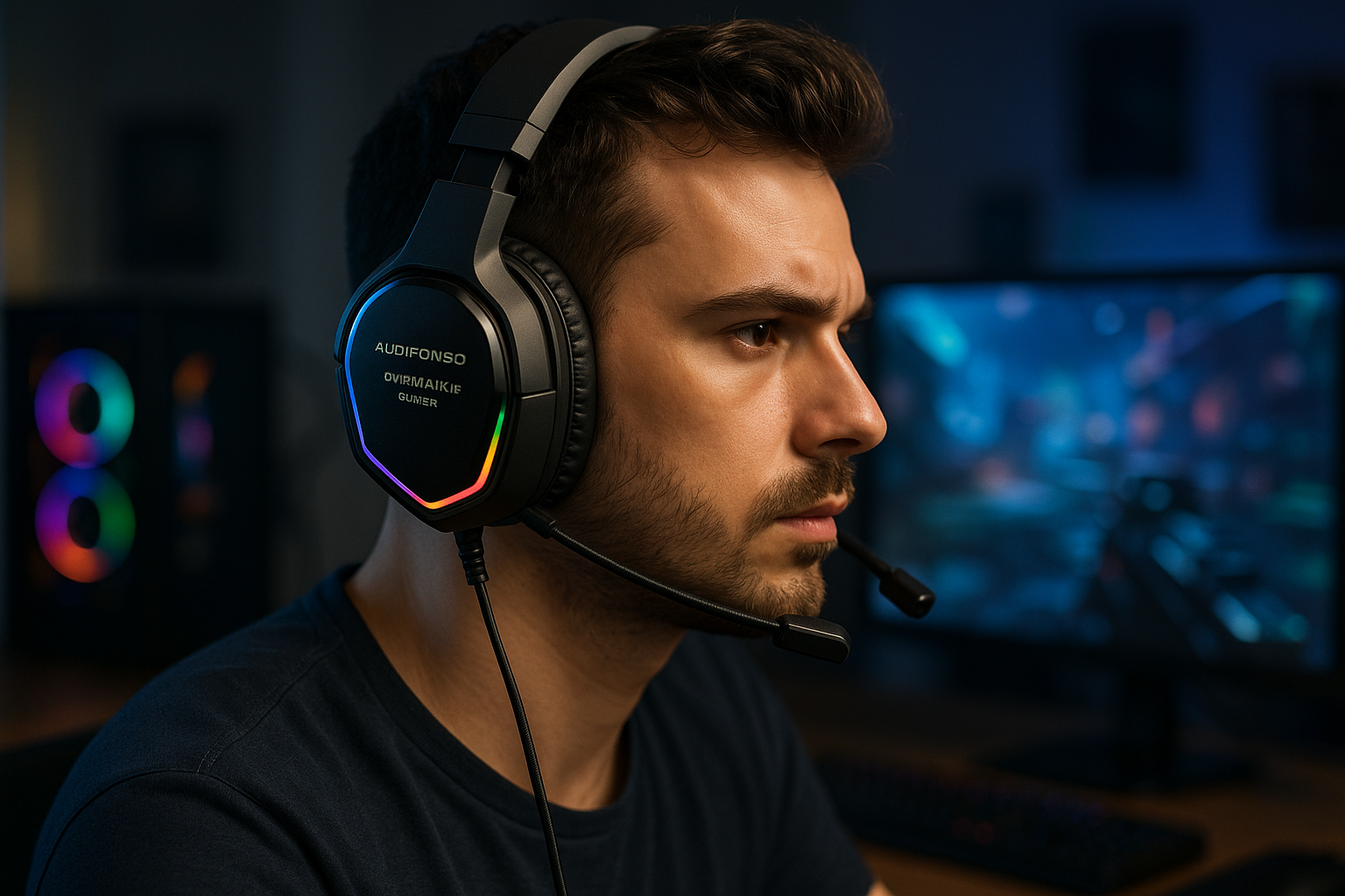 HOMBRE CON AUDIFONSO ONIKIMA K18 GAMER